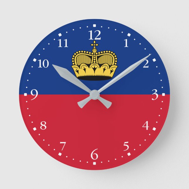 Liechtenstein-Flagge Runde Wanduhr (Vorderseite)