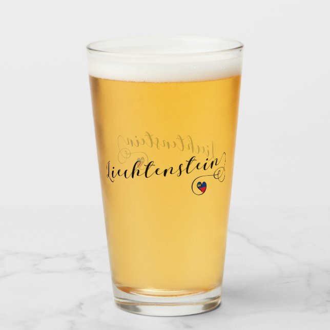 Liechtenstein-Flaggenherz Glas (Vorne (Gefüllt))