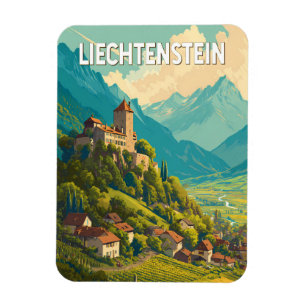 Liechtenstein Illustration Reise Kunst Vintage Magnet