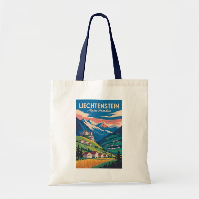 Liechtenstein Landscape Illustration Travel Art Tragetasche (Vorne)