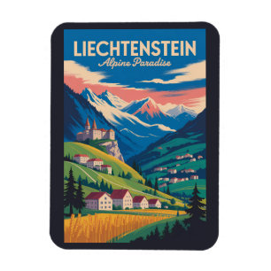 Liechtenstein Landschaft Illustration Reise Kunst Magnet