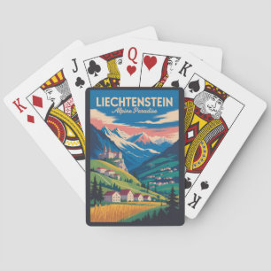 Liechtenstein Landschaft Illustration Reise Kunst Spielkarten