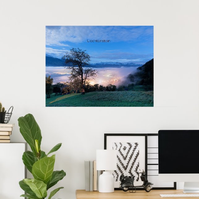 Liechtenstein Nachtlandschaft Foto Poster (Heimbüro)
