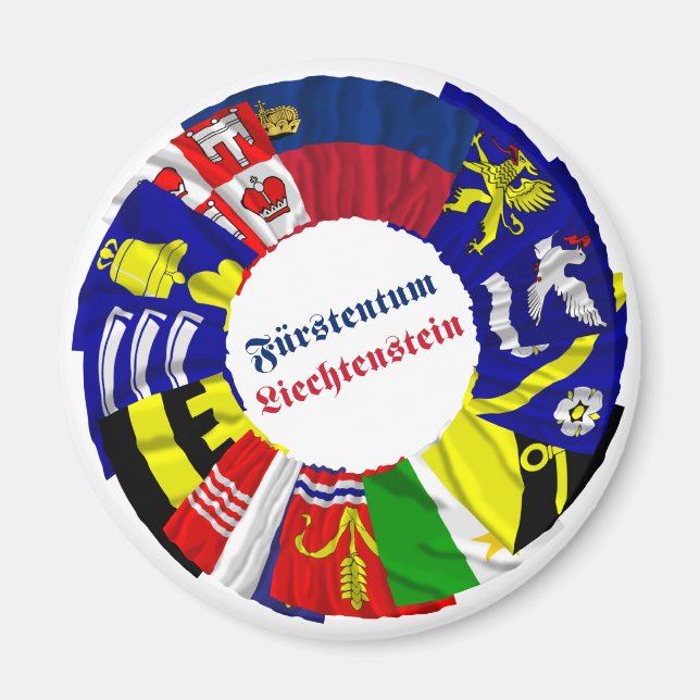 Liechtenstein und seine Gemeinden Flags Magnet (Vorne)