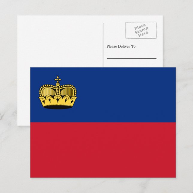 Liechtensteiner-Flagge, Flagge Liechtensteins Postkarte (Vorne/Hinten)