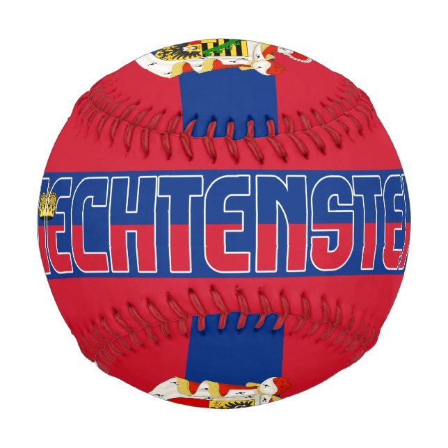 Liechtensteiner Flagge und Wappenschild Patriotisc Baseball (Vorderseite)