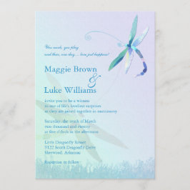Lied der Dragonfly Whimsical Blue Wedding Einladung