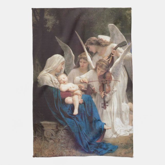 Lied der Engel (1881) von Bouguereau Geschirrtuch (Vertikal)