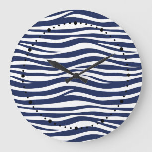 Lied der Meeresmarine Blau Fließende Wellen Große Wanduhr