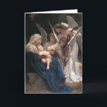 Lied des Engels-Vintagen Weihnachten<br><div class="desc">Dieses neoklassische Kunstwerk wurde im Jahre 1881 vom französischen Künstler,  William Adolphe Bouguereau gemalt. Es stellt die schönen Engel dar,  die Madonna und das Kind serenading sind. Hier dargestellt als kundengerechte Weihnachtskarte,  können Sie den Text nach innen redigieren oder ihn völlig entfernen,  wenn Sie wünschen.</div>
