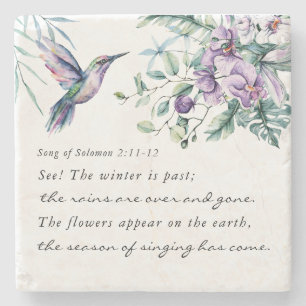 Lied von Solomon 2:11-12 Hummingbird Blume Bibel Steinuntersetzer