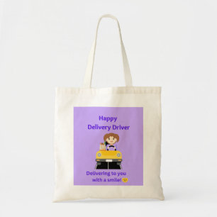 Liefertreiber mit Smile-Lebensmitteltasche Tragetasche