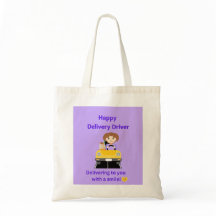 Liefertreiber mit Smile-Lebensmitteltasche
