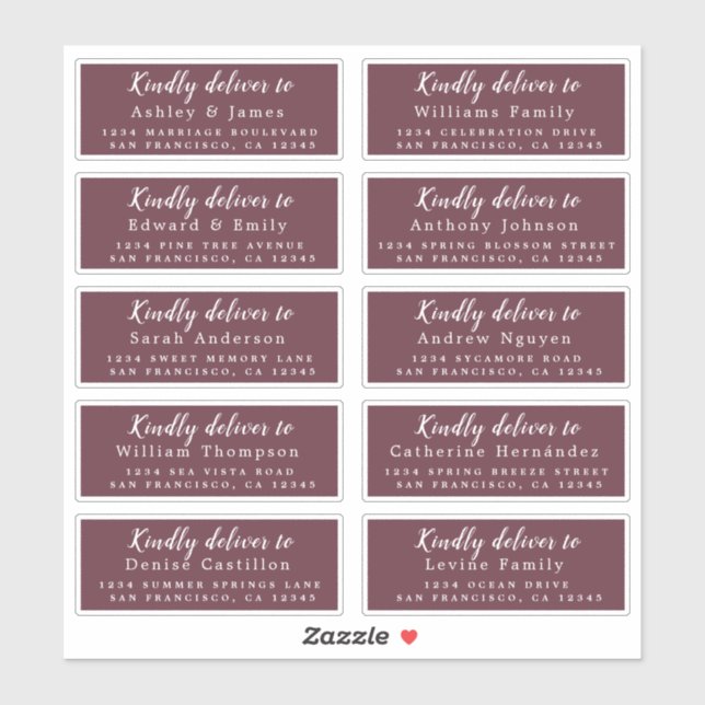 Lieferung an das Calligraphy Wedding Guest Address Aufkleber (Blatt)