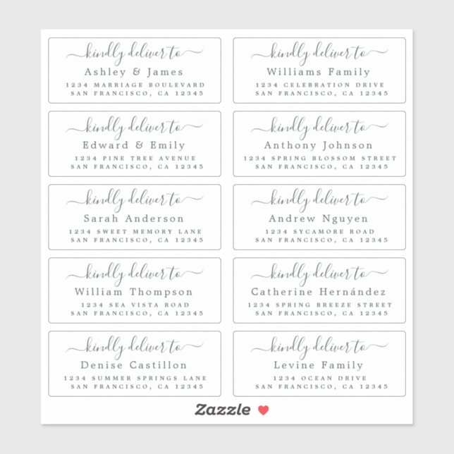 Lieferung an das Calligraphy Wedding Guest Address Aufkleber (Blatt)