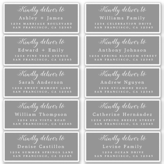 Lieferung an das Calligraphy Wedding Guest Address Aufkleber (Vorderseite)