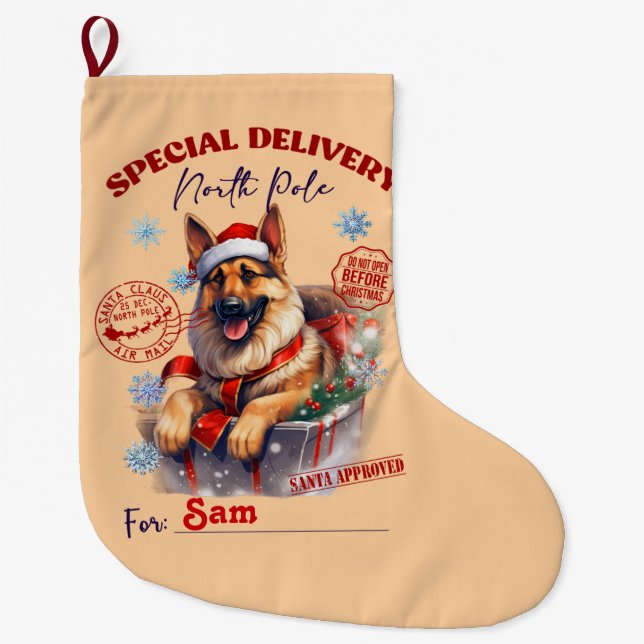 Lieferung der deutschen Schäferhirte an den Nordpo Großer Weihnachtsstrumpf (Vorderseite)