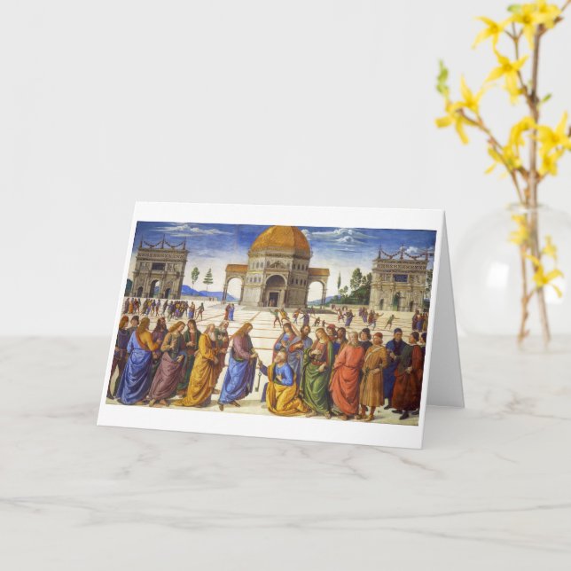 Lieferung der Schlüssel | Pietro Perugino | Karte (Gelbe Blume)