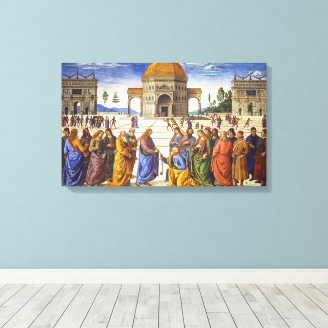 Lieferung der Schlüssel | Pietro Perugino | Leinwanddruck (Insitu (Holzboden))