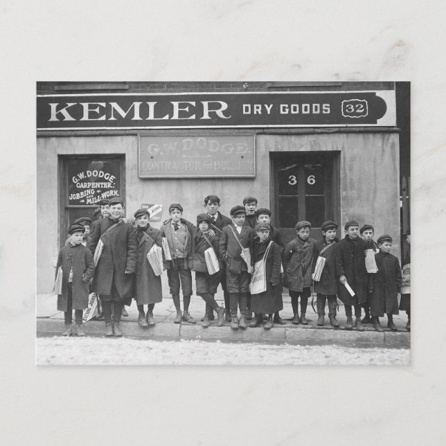 Lieferung der Sonntagspapiere 1909 Postkarte (Vorderseite)