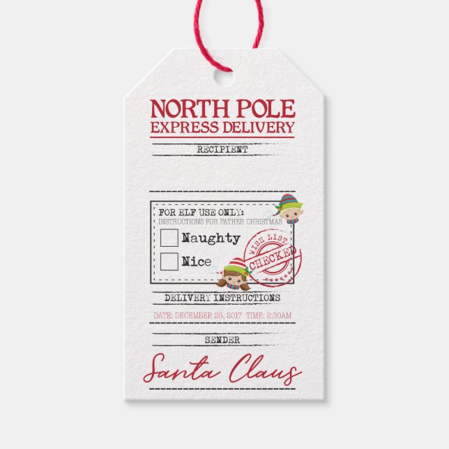 Lieferung des Nordpol-Express - Tag Geschenkanhänger (Vorderseite)