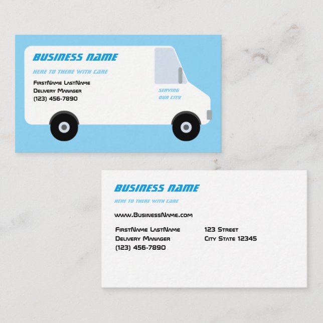 Lieferung Van Blue Business Card Visitenkarte (Vorne/Hinten)