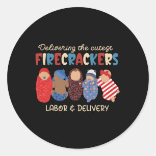 Lieferung von Arbeitskräften von St. Firecrackers  Runder Aufkleber