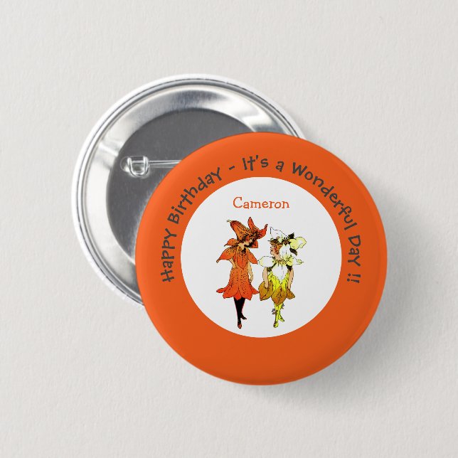 Lieferung von Party für die Blume von Trillium Tig Button (Vorne & Hinten)