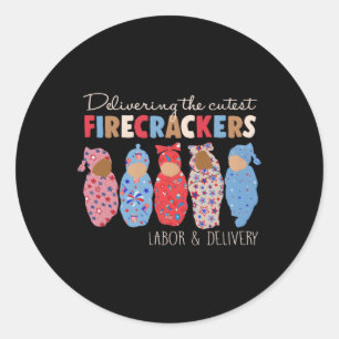 Lieferung von St Firecrackers Ld Nurse 4. Juli Runder Aufkleber