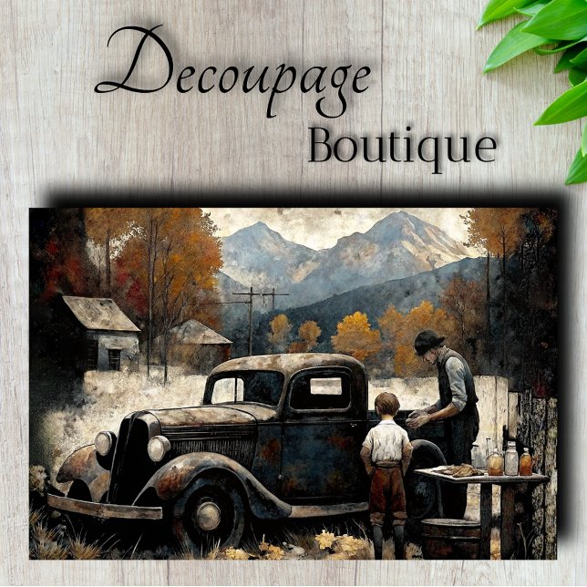 Lieferwagen des Großvaters Dekoupage Seidenpapier (Grandfather's Pickup Decoupage Tissue Paper)