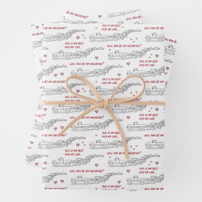 Lieferwagen Linie Valentine Funny Lover Geschenkwr Geschenkpapier Set (Beispiel)