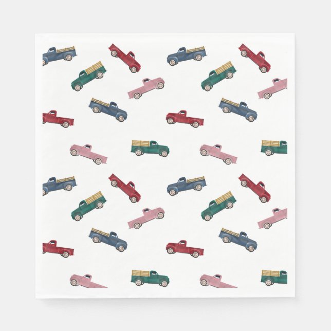 Lieferwagen LKW Niedliche Kraftfahrzeuge Serviette (Vorderseite)