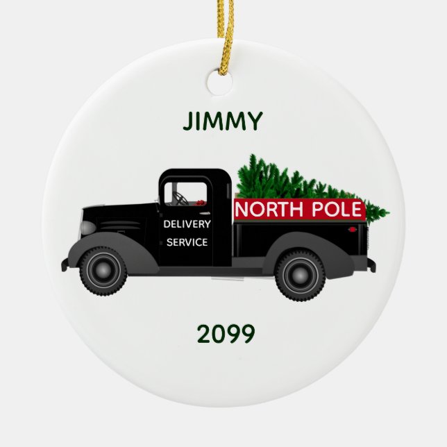 Lieferwagen Nordpol - Keramik Weihnachten Keramik Ornament (Vorne)