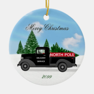 Lieferwagen Nordpol - Keramik Weihnachten Ornament