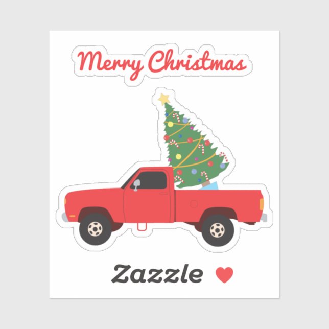Lieferwagen Truck Weihnachtsbaum Aufkleber (Blatt)