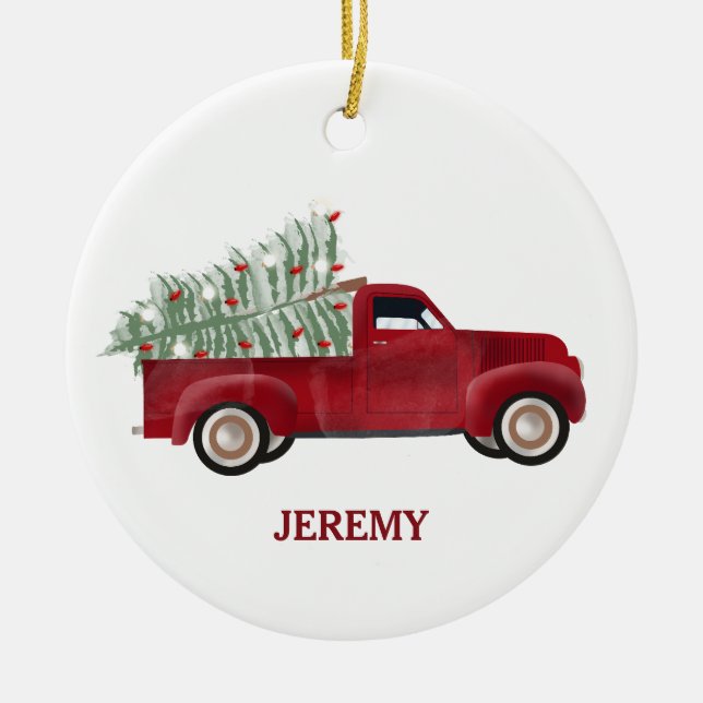 Lieferwagen Trucks Niedliche Fahrzeuge Weihnachtsb Keramik Ornament (Vorne)