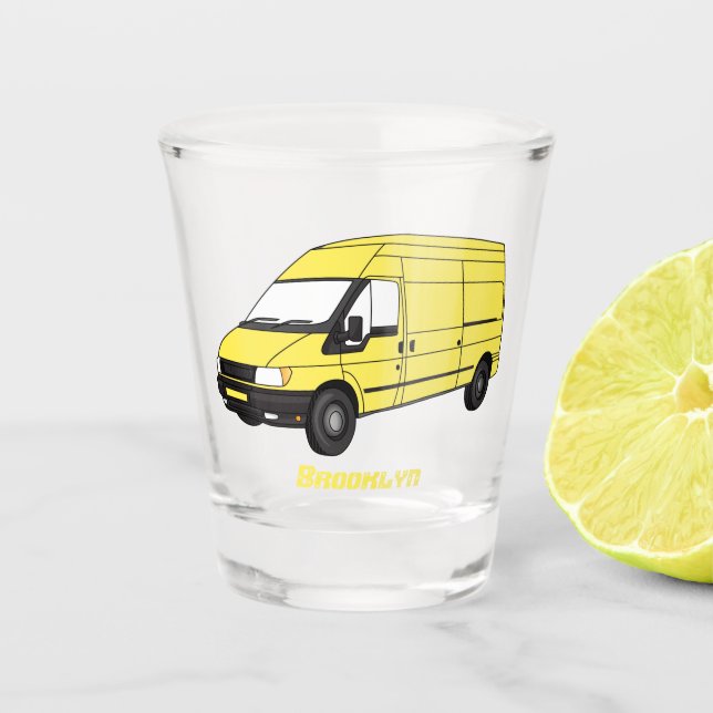 Lieferwagenillustrierung Schnapsglas (Vorderseite)