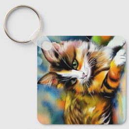 Liegende Katze, Aquarell -  Schlüsselanhänger