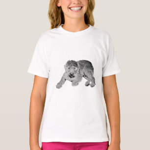 Liegendes Hund-T-Shirt mit Locken – Schwarz-Weiß-T T-Shirt