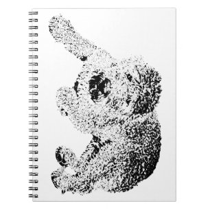 Liegendes Hunde-Notizbuch – Minimalistische schwar Notizblock