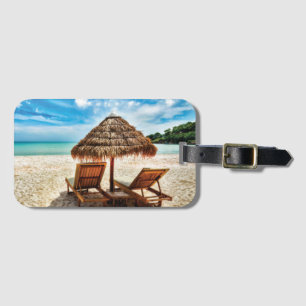 Liegestühle am Strand Kissen Gepäckanhänger