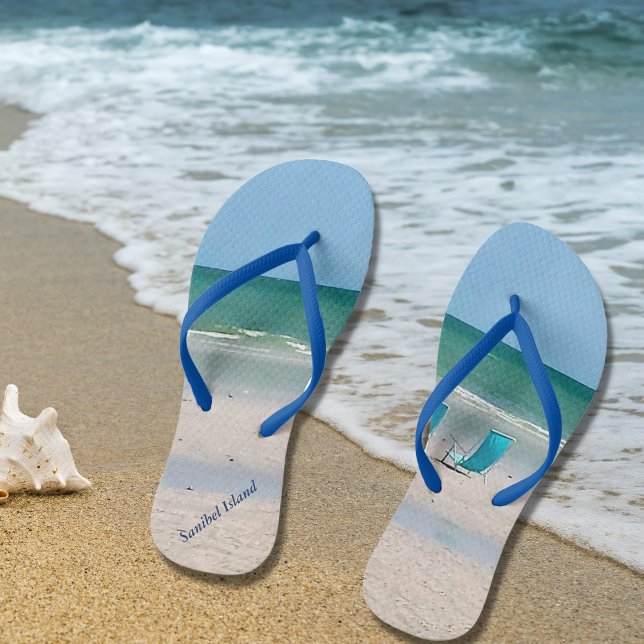 Liegestühle am Strand von Sand Sanibel Island Flor Flip Flops (Von Creator hochgeladen)