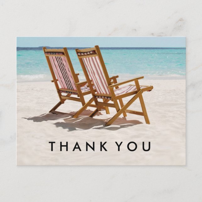 Liegestühle für Strand Vielen Dank Postkarte (Vorderseite)