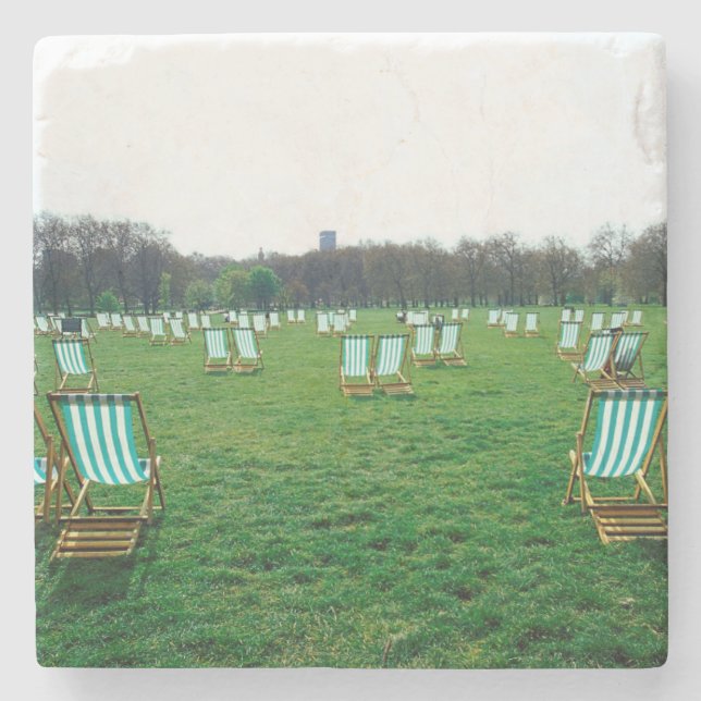 Liegestühle im Green Park, London Steinuntersetzer (Vorderseite)