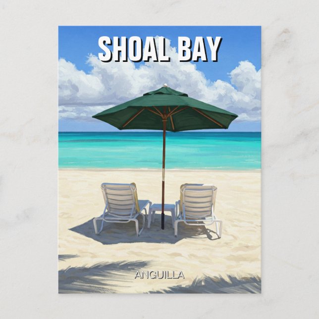 Liegestühle im Shoal Bay Anguilla Reisen Postkarte (Vorderseite)