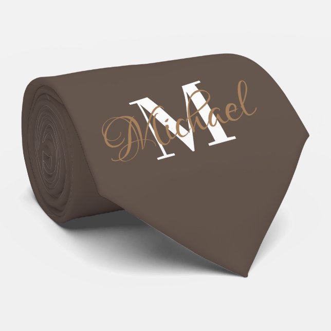 Lien de cravate monogramme Brown (Roulé)