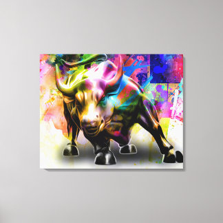 Lienzo con Imagen de Toro en Estilo Arte Callejero Leinwanddruck