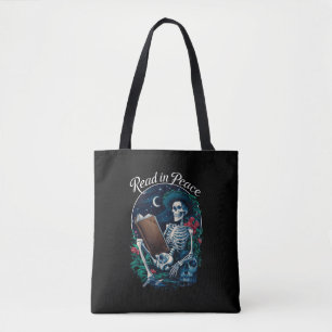 Lies in Frieden Skelett Lesebuch Liebhaber Buchlie Tasche