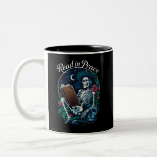 Lies in Frieden Skelett Lesebuch Liebhaber Buchlie Zweifarbige Tasse