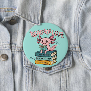 Lies Viel Axolotl Knopf - Lustiger Bücherwurm Pin Button